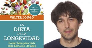 Fotografía de Valter Longo y de la portada del libro "La dieta de la longevidad"