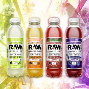 RAW SuperDrink botellas con los 4 sabores